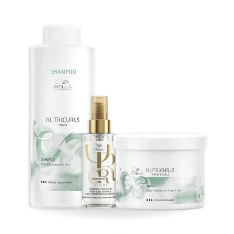WELLA NUTRICURLS DUO TRATAMENTO SALãO + ÓLEO LIGHT 100ML