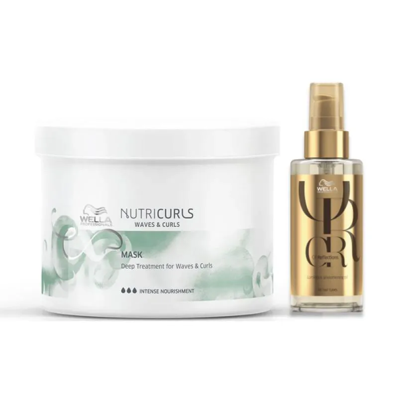 KIT WELLA NUTRICURLS MáSCARA 500ML + ÓLEO 100ML