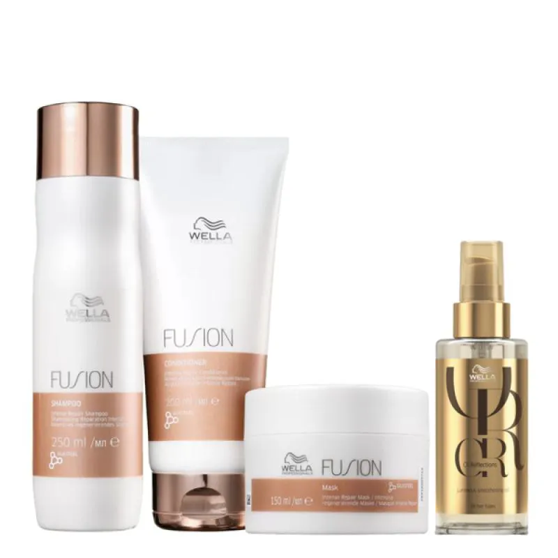 KIT WELLA FUSION TRIO TRATAMENTO HOME CARE + ÓLEO 100ML