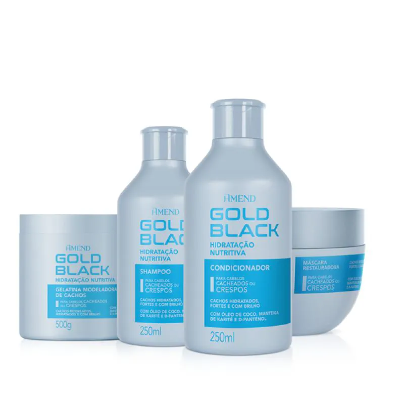 AMEND GOLD BLACK HIDRATAçãO NUTRITIVA SH 250ML + COND 250ML + MASC 250ML + GELATINA 500ML