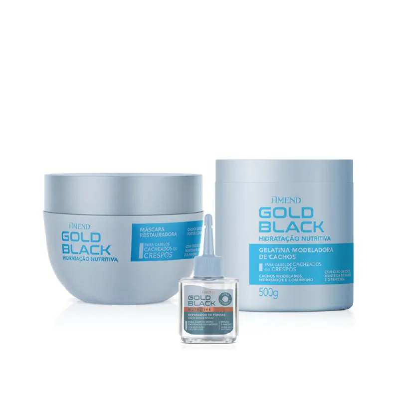 AMEND GOLD BLACK HIDRATAçãO NUTRITIVA MASC 250ML + GELATINA 500ML + ÓLEO 30ML