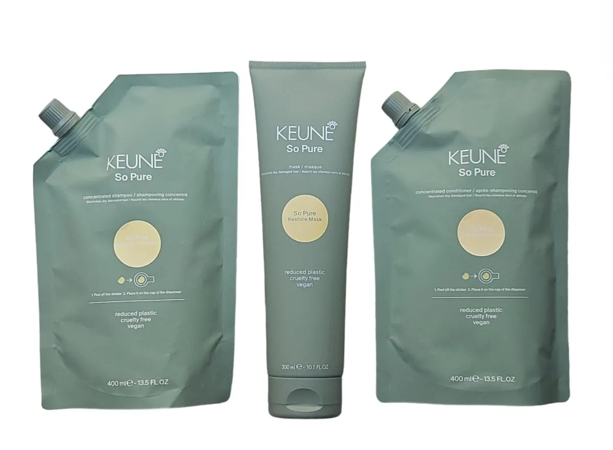 KEUNE SHAMPOO + CONDI + MASK SO PURE RESTORE 400ML