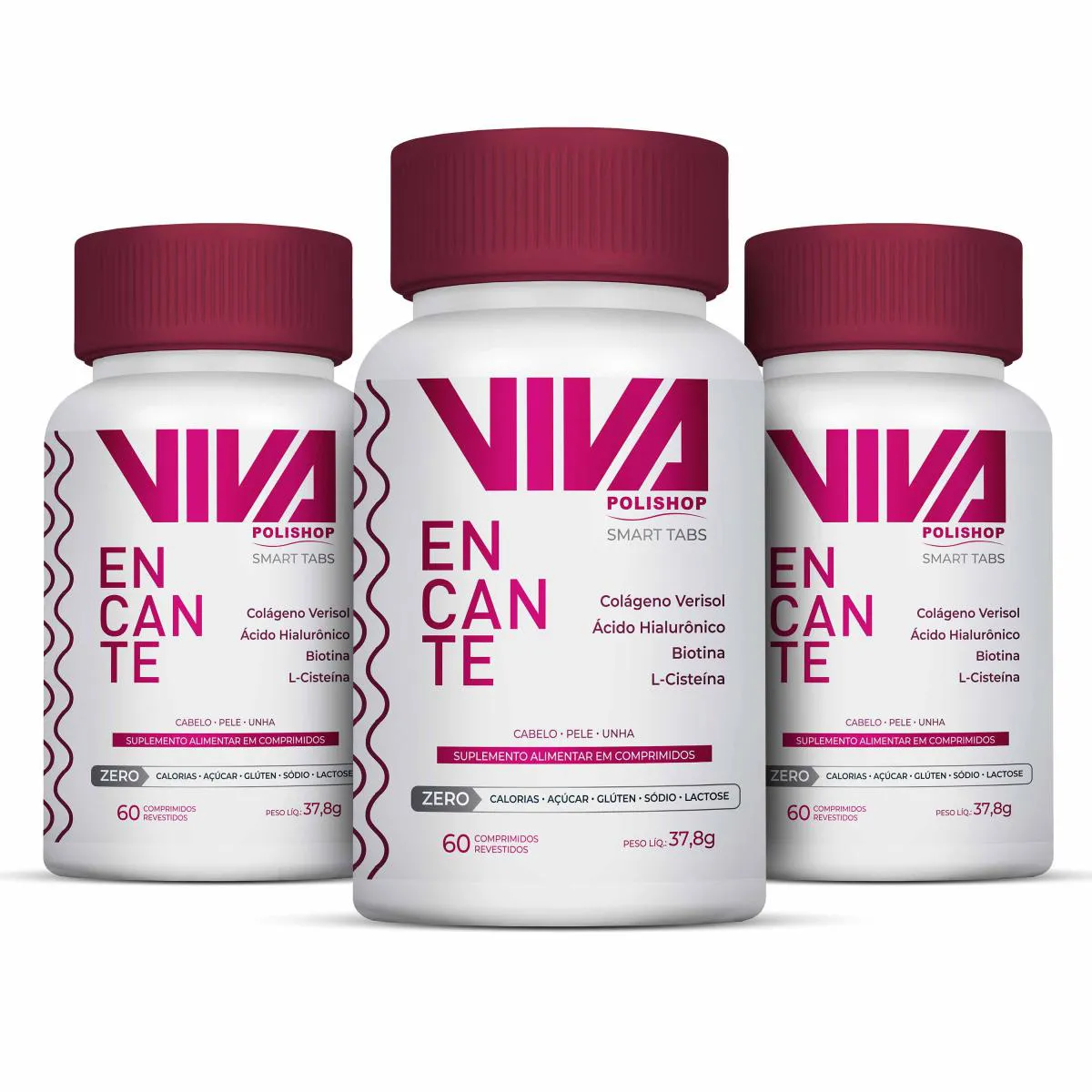 SUPLEMENTO PARA CABELO, PELE E UNHAS ENCANTE VIVA POLISHOP - 3 UNIDADES | 3 UNIDADES