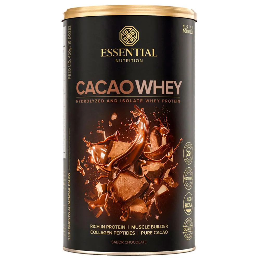 CACAO WHEY PROTEINA HIDROLISADO + ISOLADO - (420G) - ESSENTIAL NUTRITION