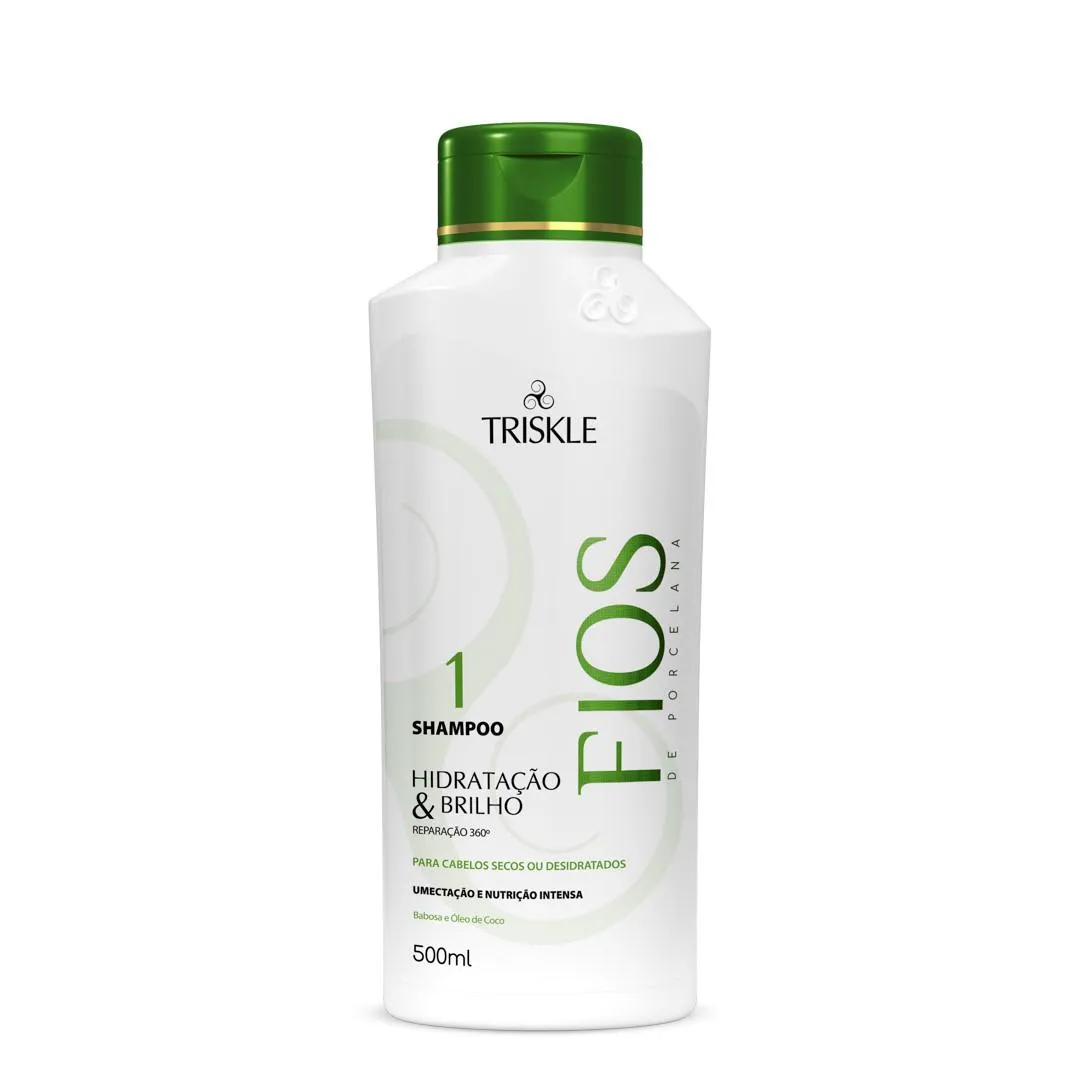 SHAMPOO HIDRATAçãO E BRILHO TRISKLE FIOS DE PORCELANA 500ML