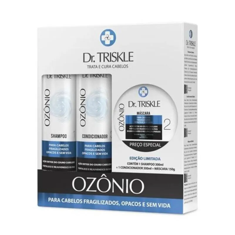 KIT TRISKLE OZôNIO SHAMPOO CONDICIONADOR E MáSCARA