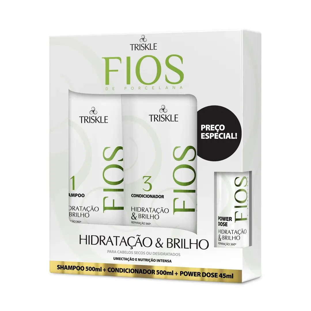 KIT HIDRATAçãO E BRILHO TRISKLE (3 PRODUTOS)