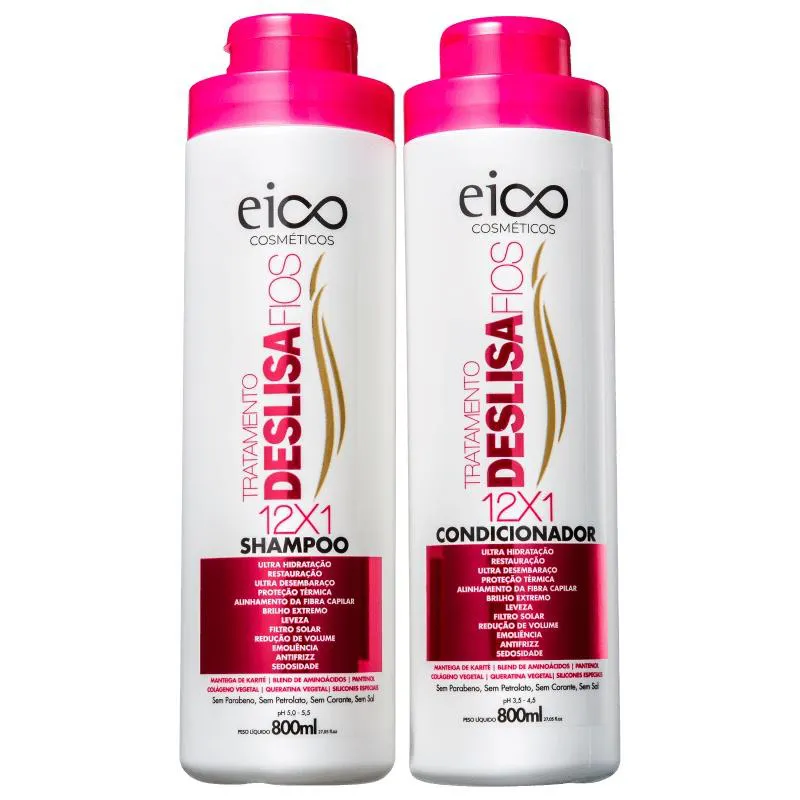 KIT EICO TRATAMENTO DESLISA FIOS SHAMPOO+CONDICIONADOR 800ML