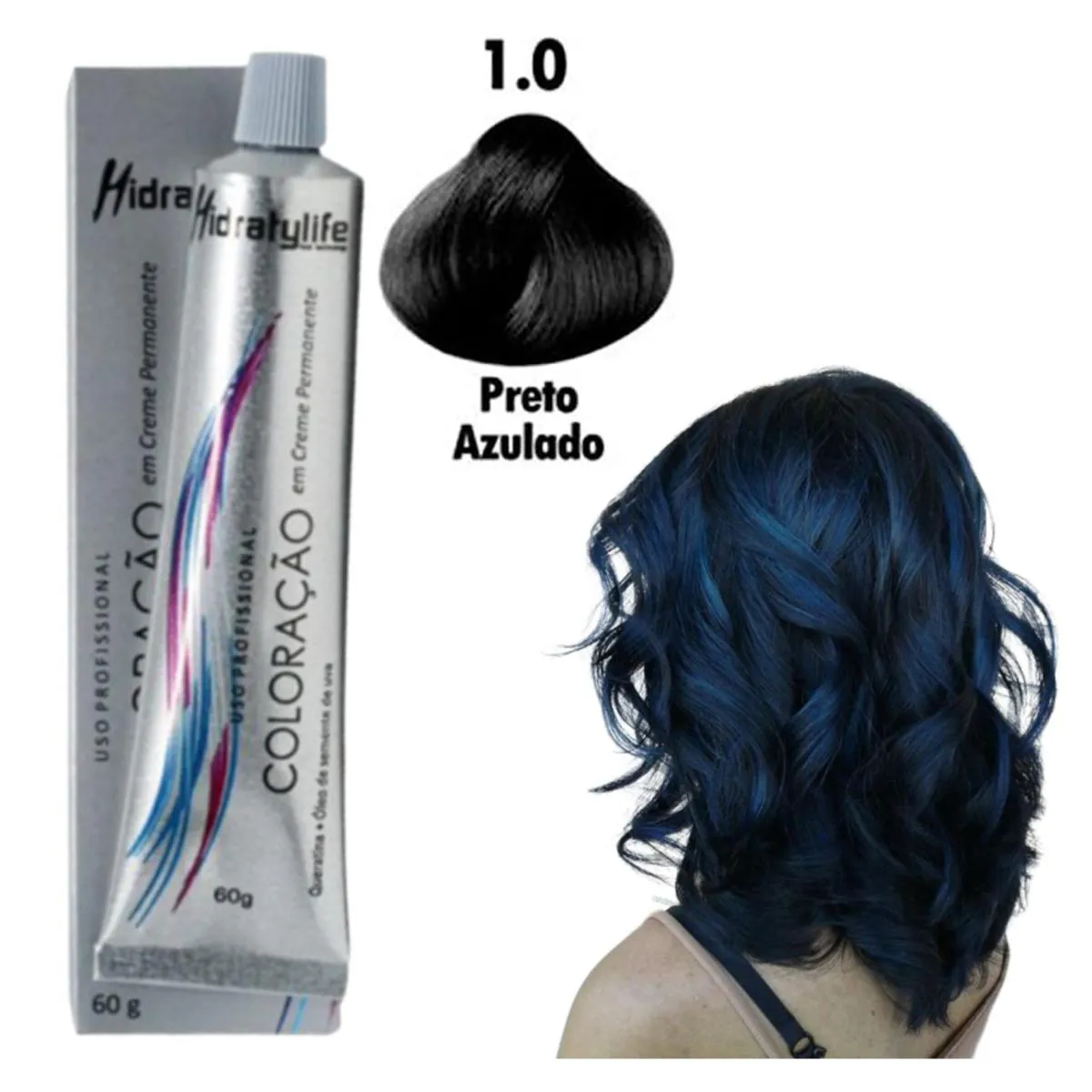 TINTA DE CABELO Nº 1 PRETO AZULADO MAIRIBEL / HIDRATY COLLO TOM 1.0