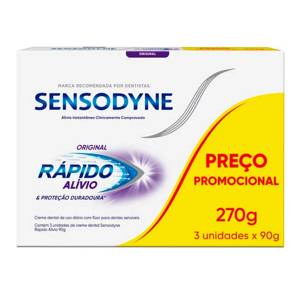 Kit Pasta de Dente Sensodyne Rápido Alívio para Dentes Sensíveis 90g 3 unidades