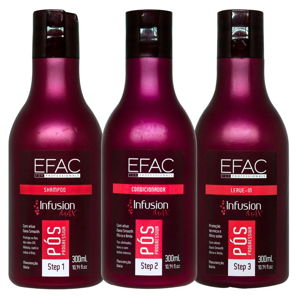 KIT TRATAMENTO PóS PROGRESSIVA E QUíMICA 300ML EFAC