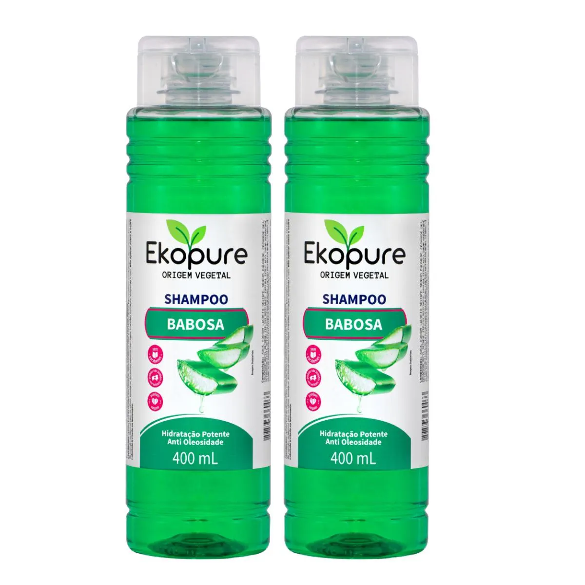 KIT 2 SHAMPOOS BABOSA HIDRATAçãO NUTRIçãO VEGANO EKOPURE