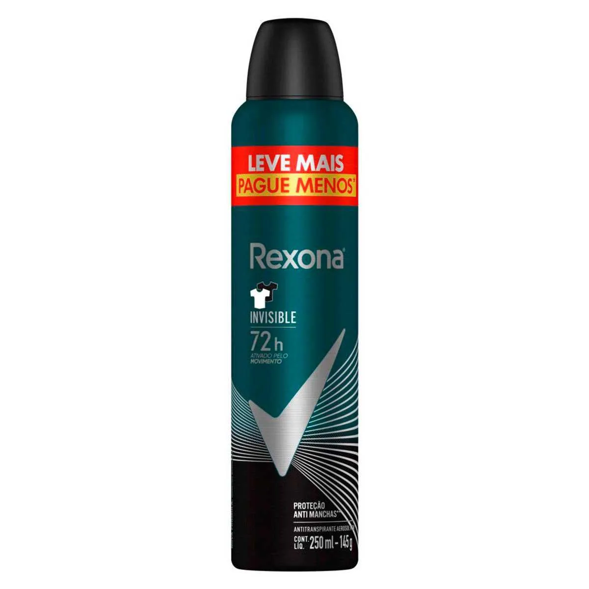 Desodorante Antitranspirante Aerosol Rexona Men Invisible 72h 250ml