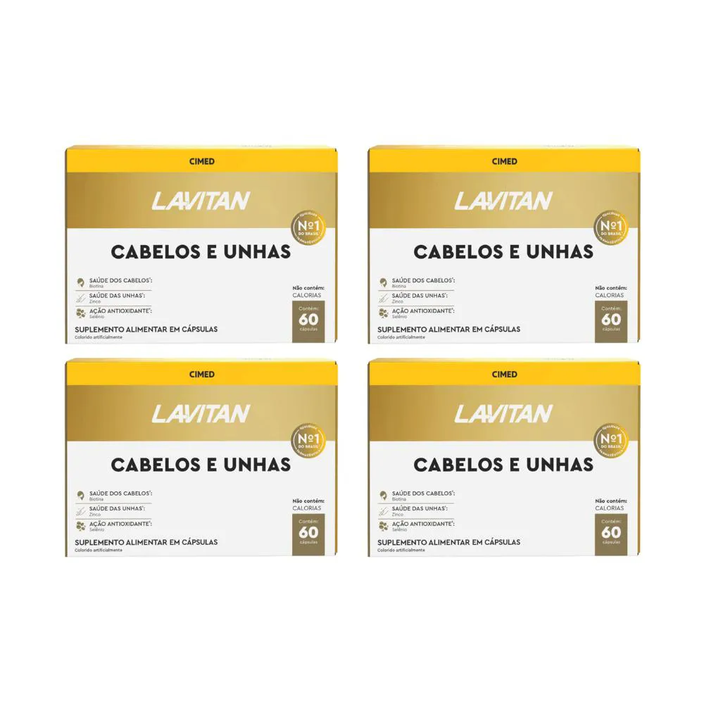 KIT 4 LAVITAN HAIR CABELOS E UNHAS - 60 CAPS - CIMED