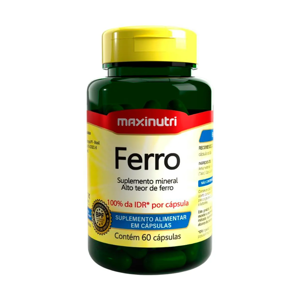 Ferro 100%IDR Maxinutri 60 Cápsulas