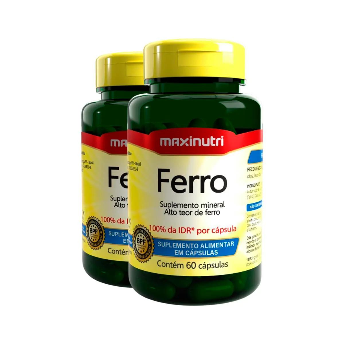 Kit 2 Ferro 100%IDR Maxinutri 60 Cápsulas