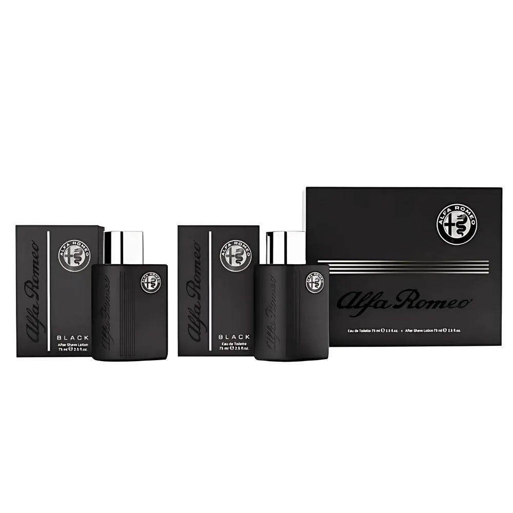 KIT COFFRET - PERFUME ALFA ROMEO BLACK 75ML - EDT +  SHAVE LOTION 75ML - LOçãO PóS - BARBA