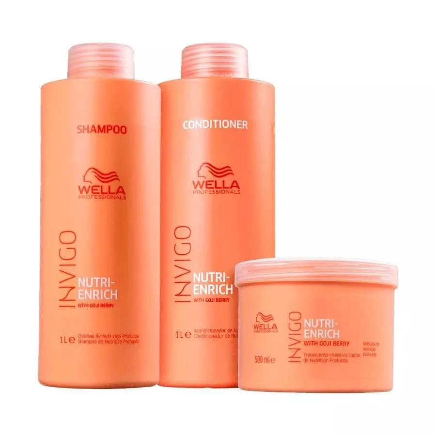 WELLA - NUTRI ENRICH - KIT SHAMPOO 1 L + CONDICIONADOR 1 L + MASCARA 500 ML