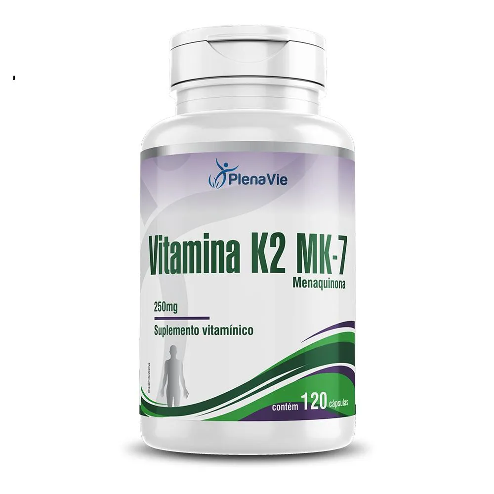 VITAMINA K2 MK-7 MENAQUINONA 120 CáPSULAS SOFTGEL FRASCO ECONôMICO PLENAVIE