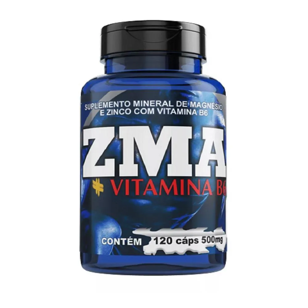 ZMA MAGNéSIO ZINCO QUELATO VITAMINA B6 120 CáPSULAS 1/DIA