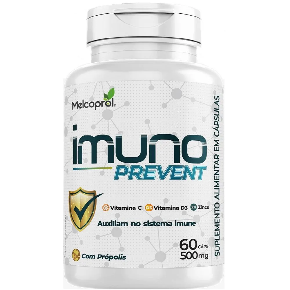 IMUNO PREVENT 500MG 60 CáPSULAS VIT C, D3 E ZINCO MELCOPROL