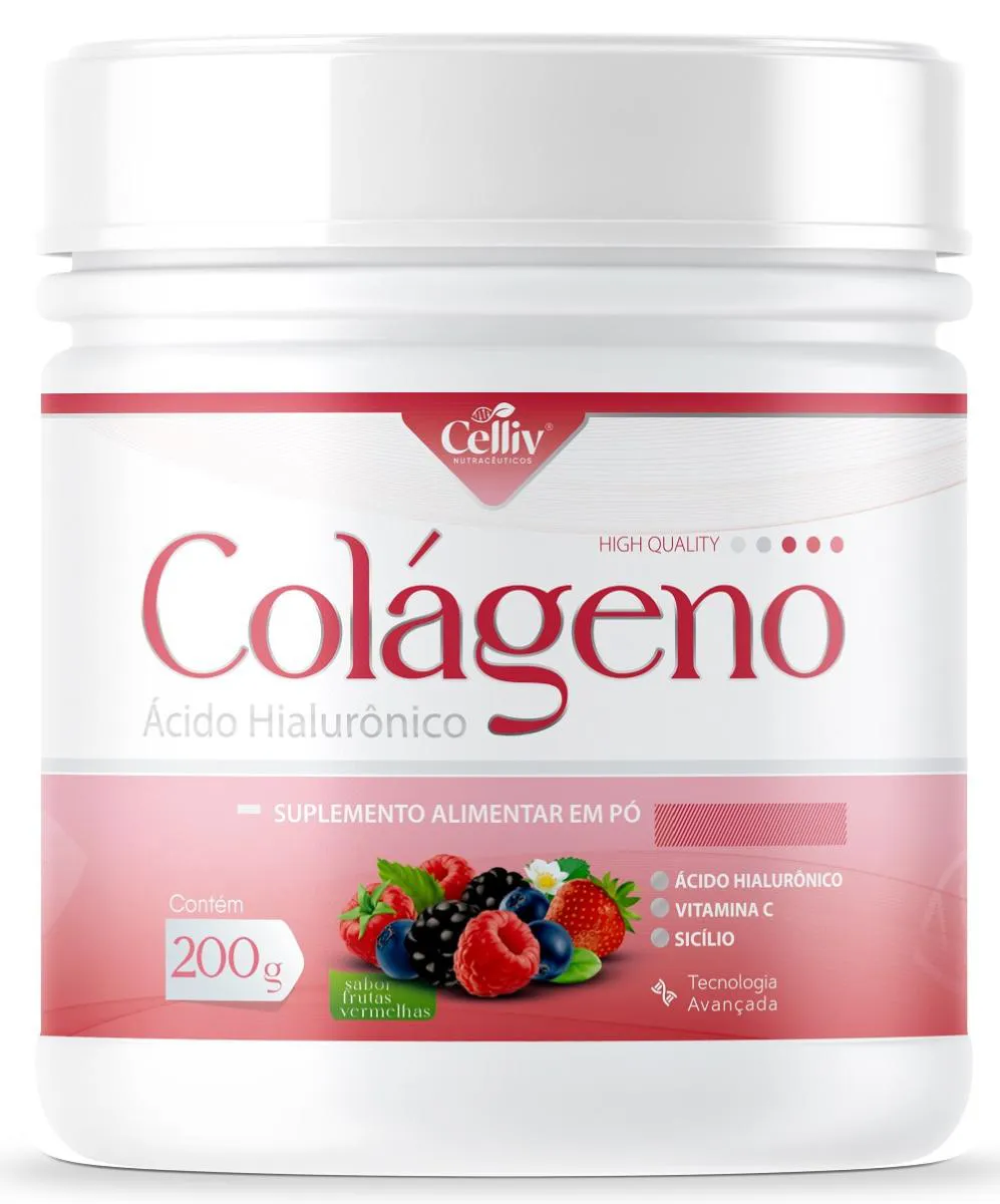 COLáGENO ÁCIDO HIALURôNICO 200G FRUTAS VERMELHAS CELLIV