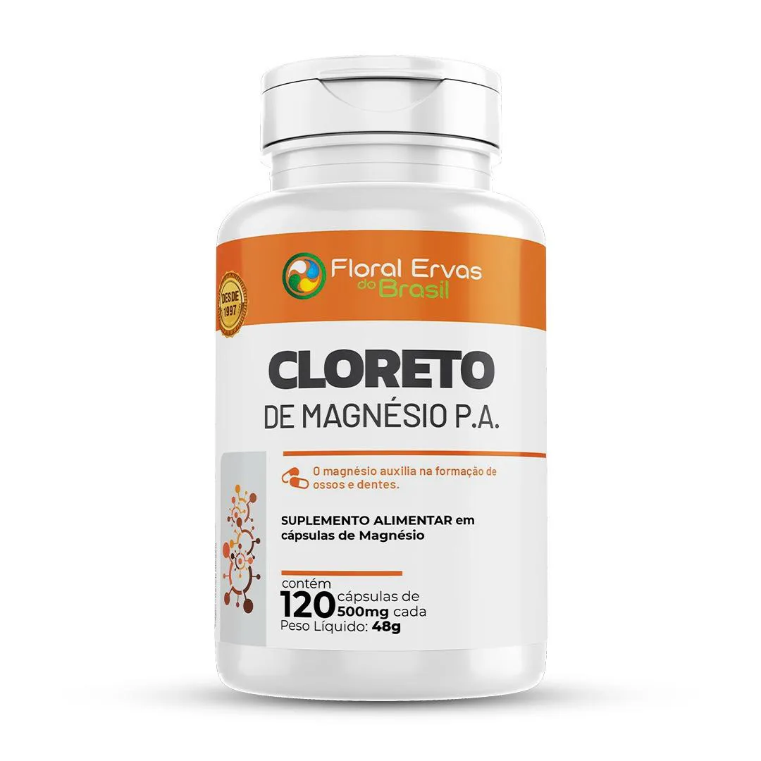 CLORETO DE MAGNéSIO P.A 500MG 120 CáPSULAS APENAS 2 CAPS/DIA