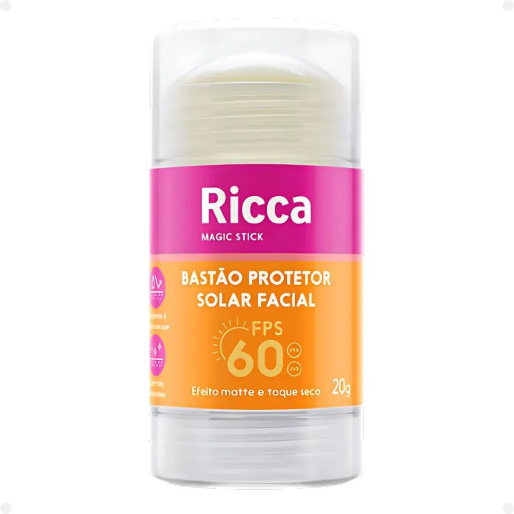 BASTãO PROTETOR SOLAR FACIAL RICCA FPS 60 CóD.3816