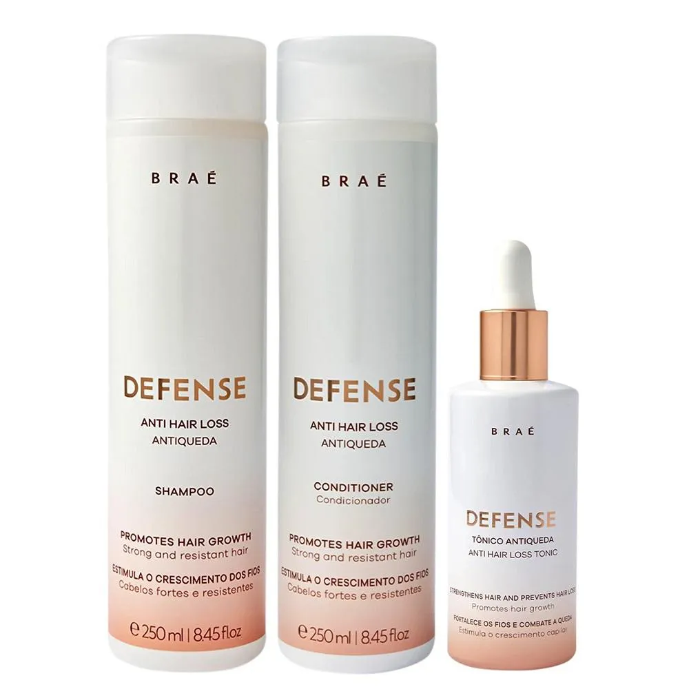 BRAé DEFENSE ANTI HAIR LOSS KIT SHAMPOO 250ML + CONDICIONADOR 250ML + TôNICO 60ML