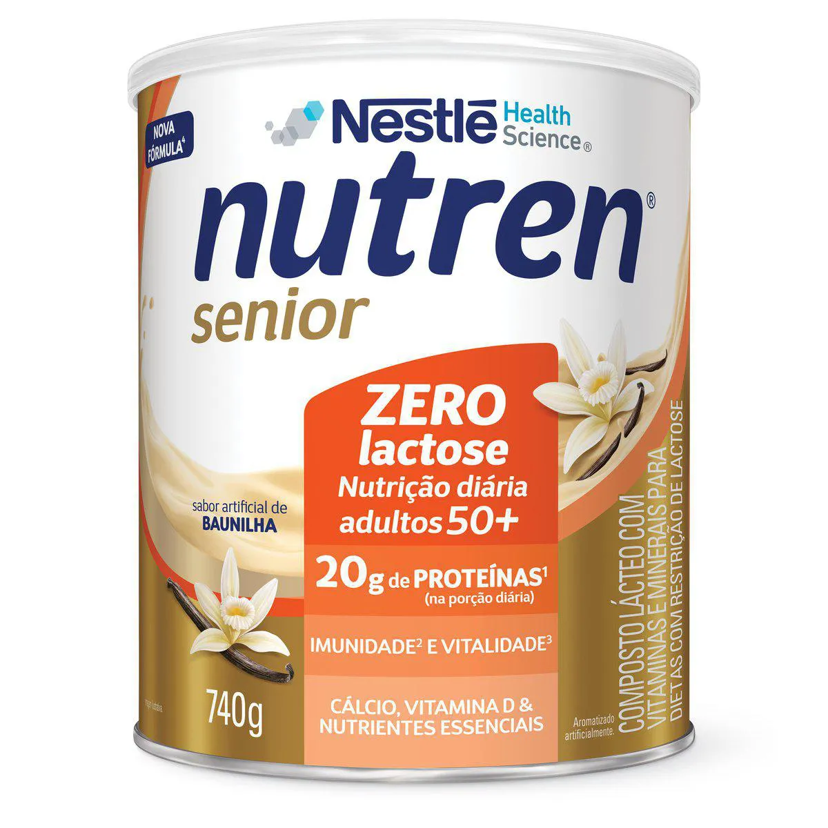 Complemento Alimentar Nutren Sênior 50+ Zero Lactose Baunilha 740g