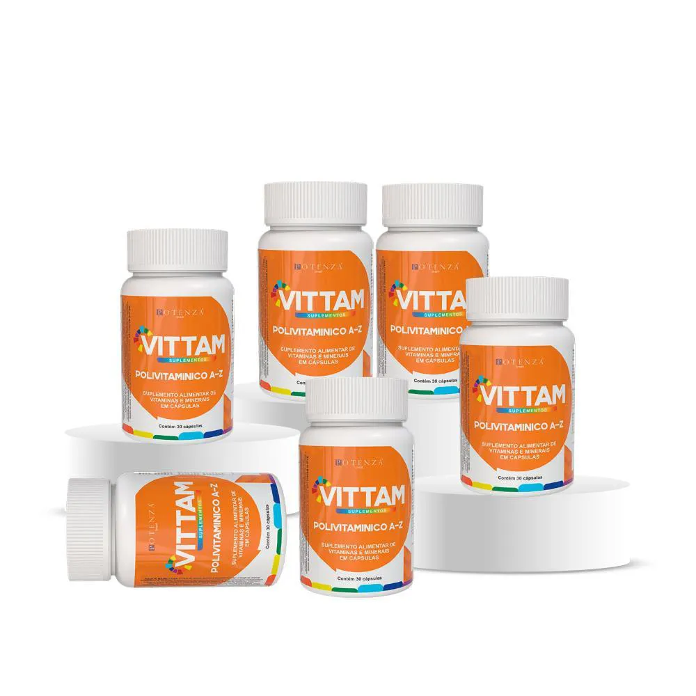 KIT 6 POLIVITAMíNICO AZ MULTIVITAMíNICO VITAMINA B12 VITTAM 30 CáPSULAS