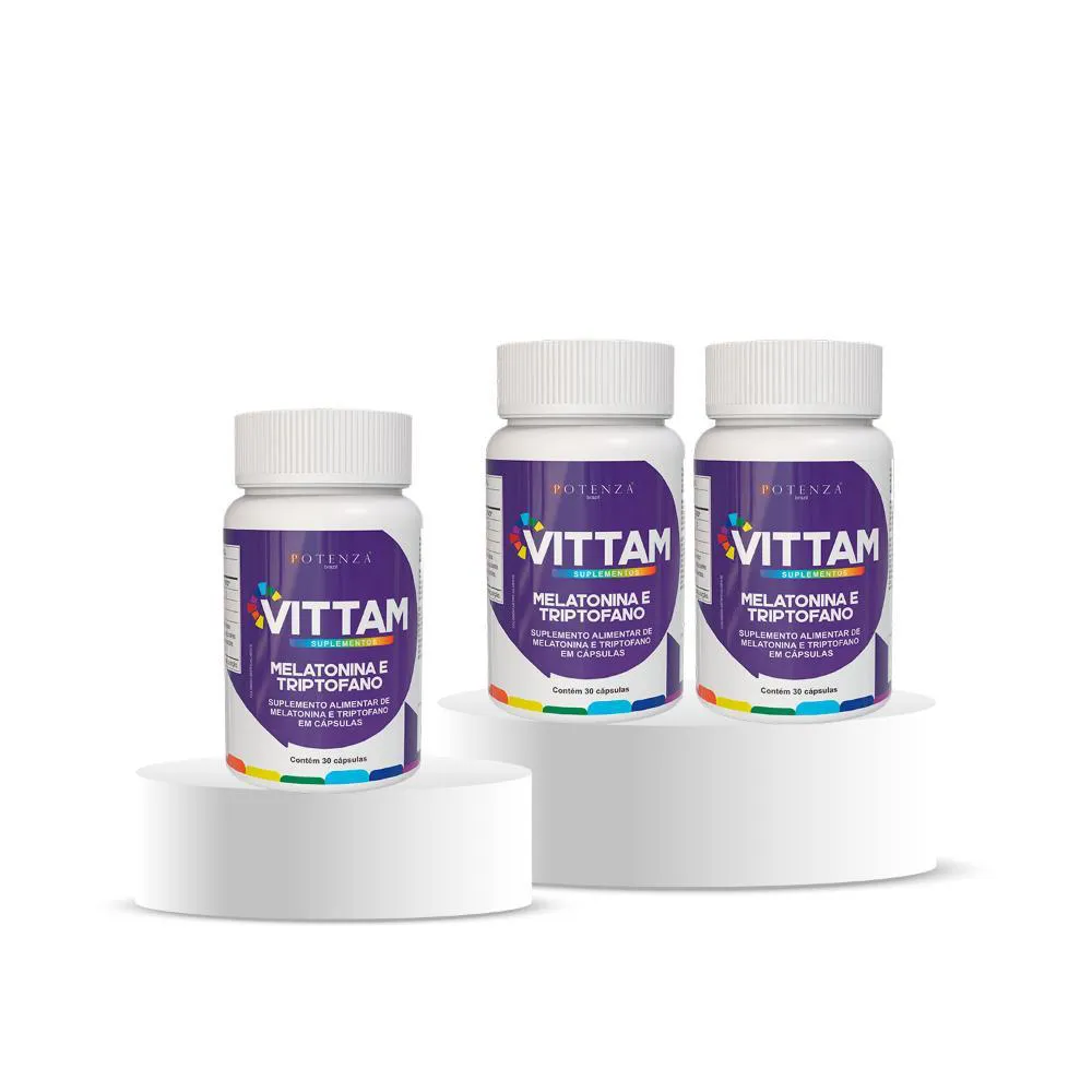 KIT 3 SUPLEMENTO ALIMENTAR MELATONINA E TRIPTOFANO 30 CáPSULAS
