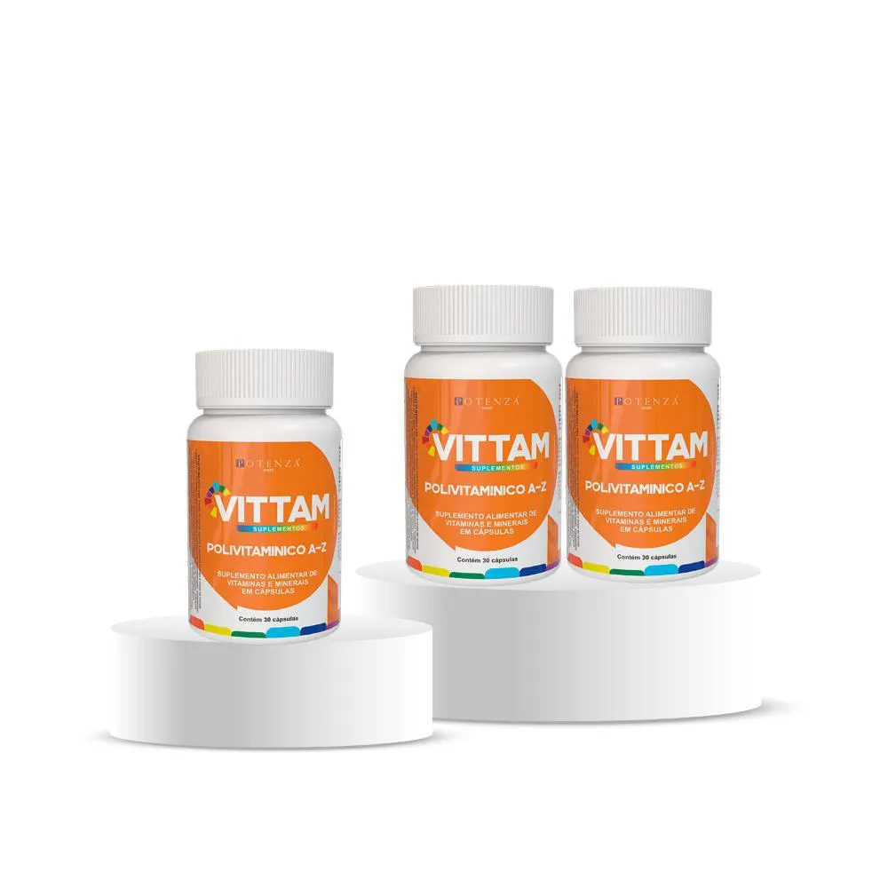 KIT 3 POLIVITAMíNICO AZ MULTIVITAMíNICO VITAMINA B12 VITTAM 30 CáPSULAS