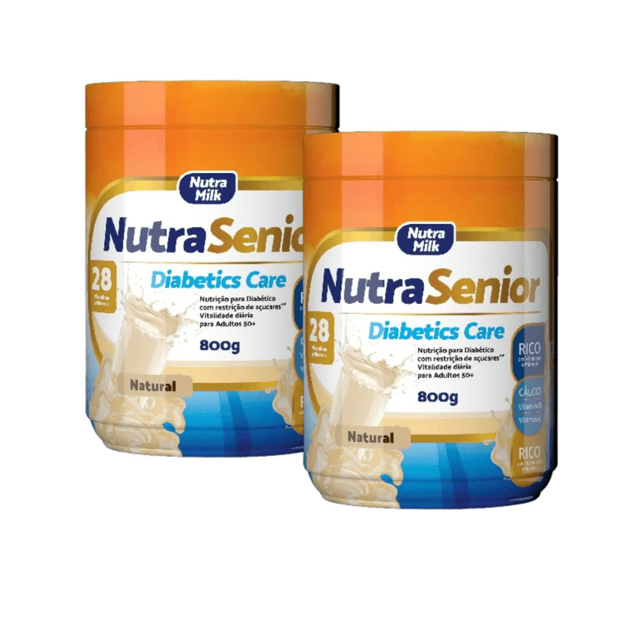 KIT: NUTRA SENIOR DIABETICS ADULTO 50+ NATURAL 800G NUTRAMILK 2 UNI