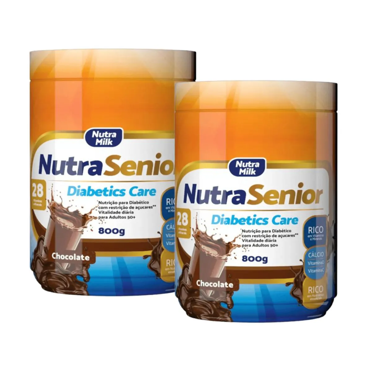KIT: NUTRA SENIOR DIABETICS ADULTO 50+ CHOCOLATE 800G NUTRAMILK 2 UNI
