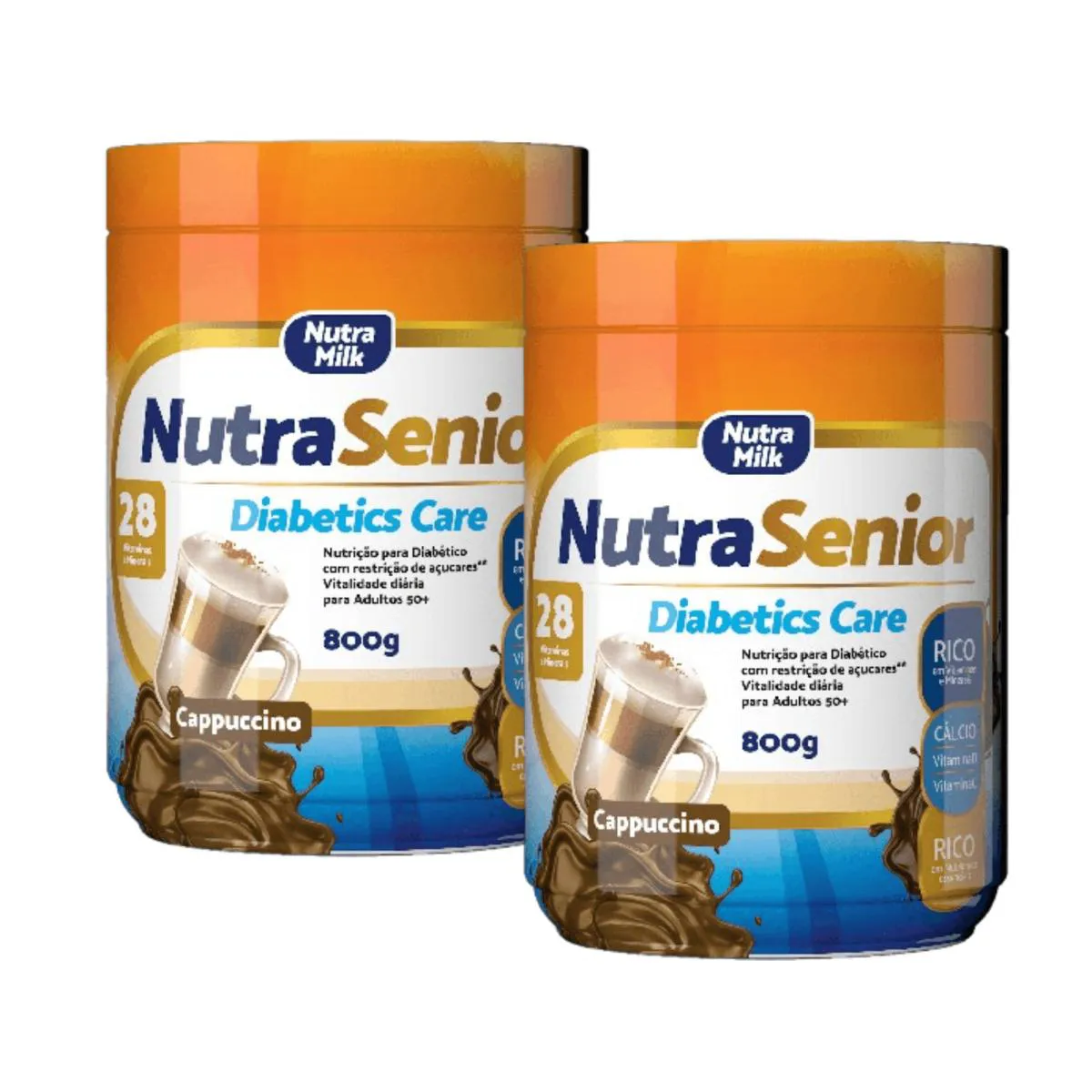 KIT: NUTRA SENIOR DIABETICS ADULTO 50+ CAPPUCCINO 800G NUTRAMILK 2 UNI