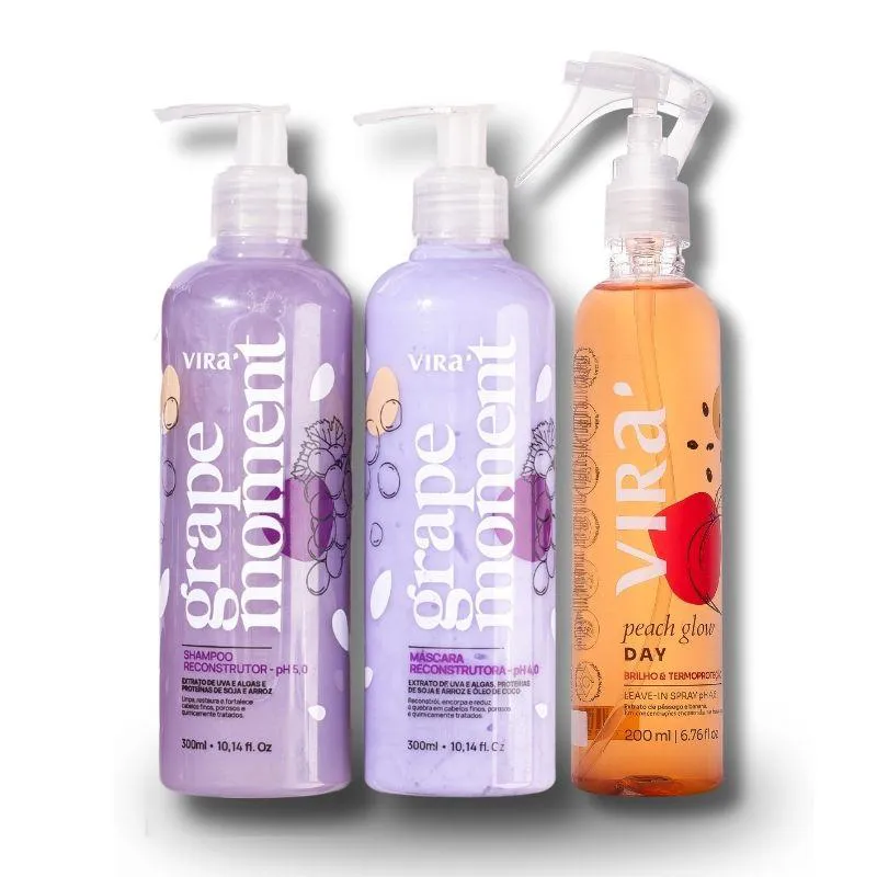 GLOW GRAPE TRIO RECONSTRUTOR SHAMPOO + MASCARA + LEAVE-IN