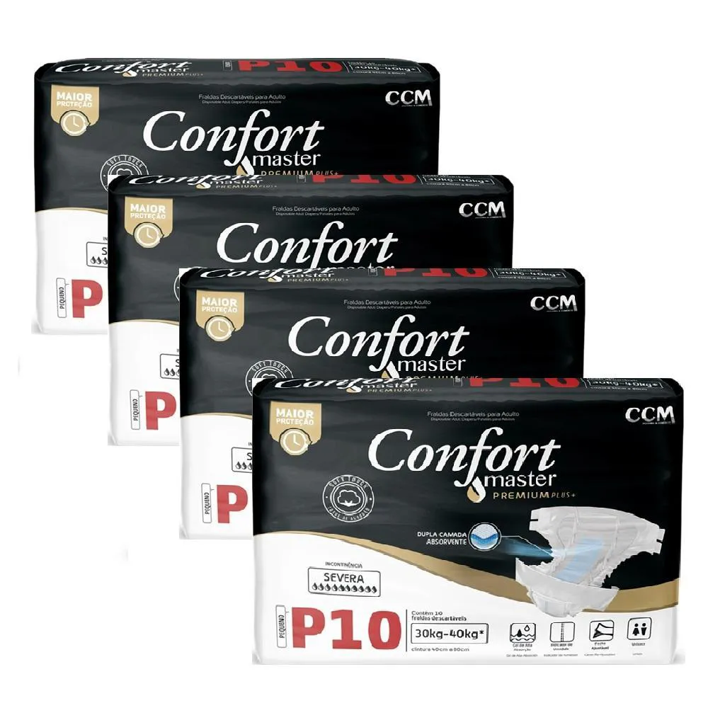 KIT 4 FRALDAS GERIáTRICAS ADULTOS CONFORT PREMIUM REGULAR M