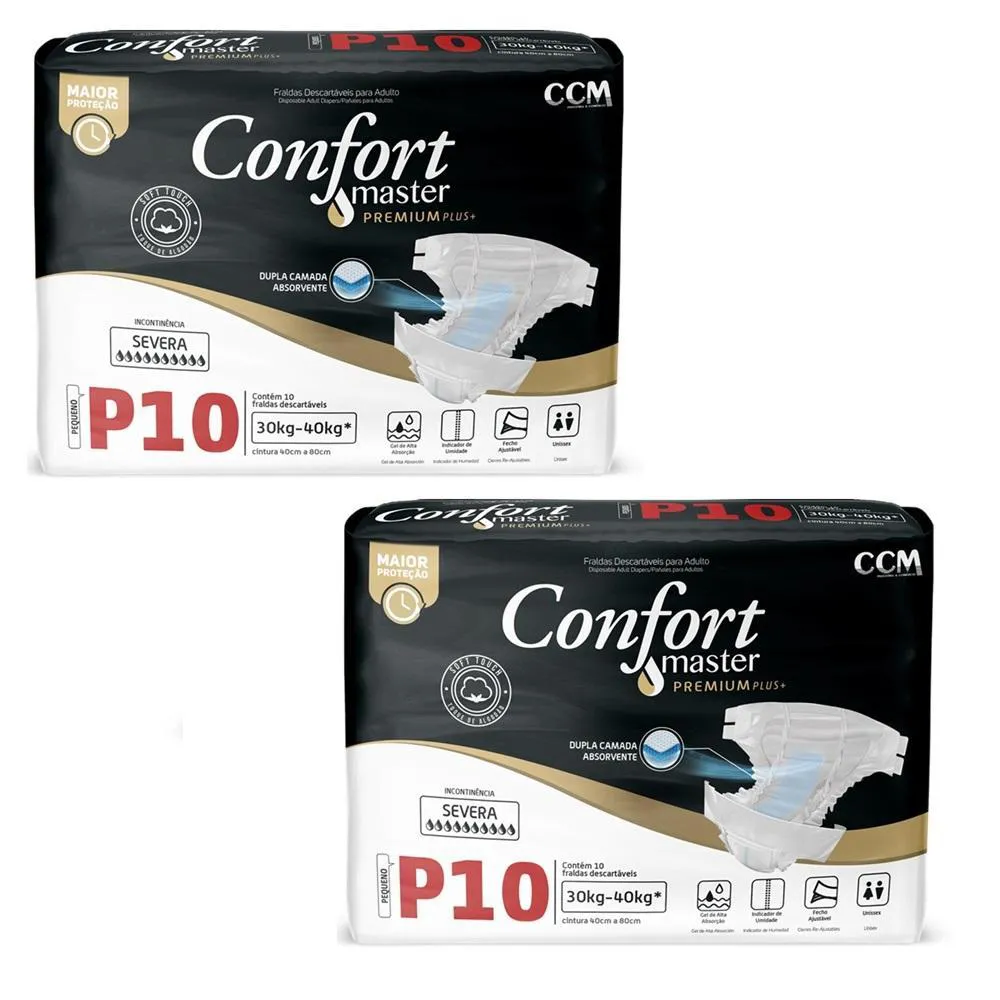 KIT 2 FRALDAS GERIáTRICAS CONFORT  PREMIUM REGULAR P 10U
