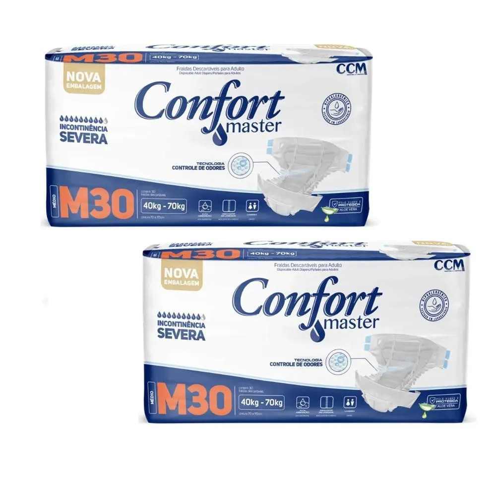 KIT 2 FRALDAS GERIáTRICAS ADULTOS CONFORT MASTER ECONôMICA XG