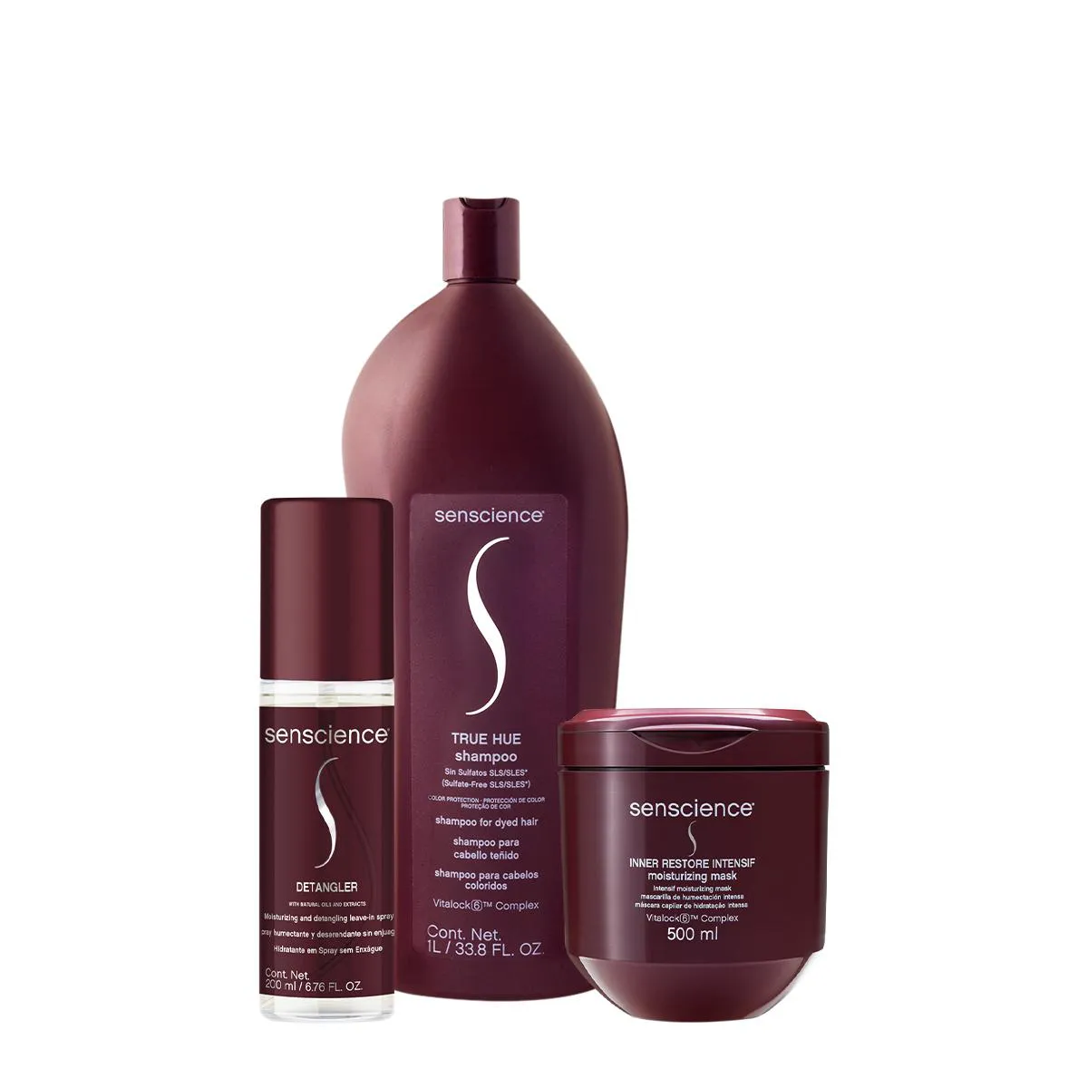 KIT SENSCIENCE TRUE HUE INTENSIF DETANGLER SHAMPOO MáSCARA SéRUM (3 PRODUTOS)