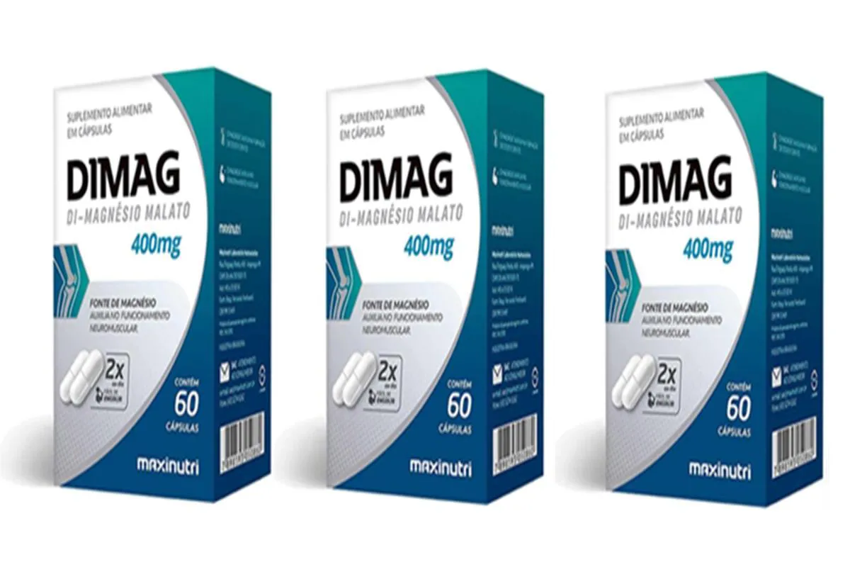 KIT 3 SUPLEMENTO DIAMAG 400MG 60 CáPSULAS - MAXINUTRI