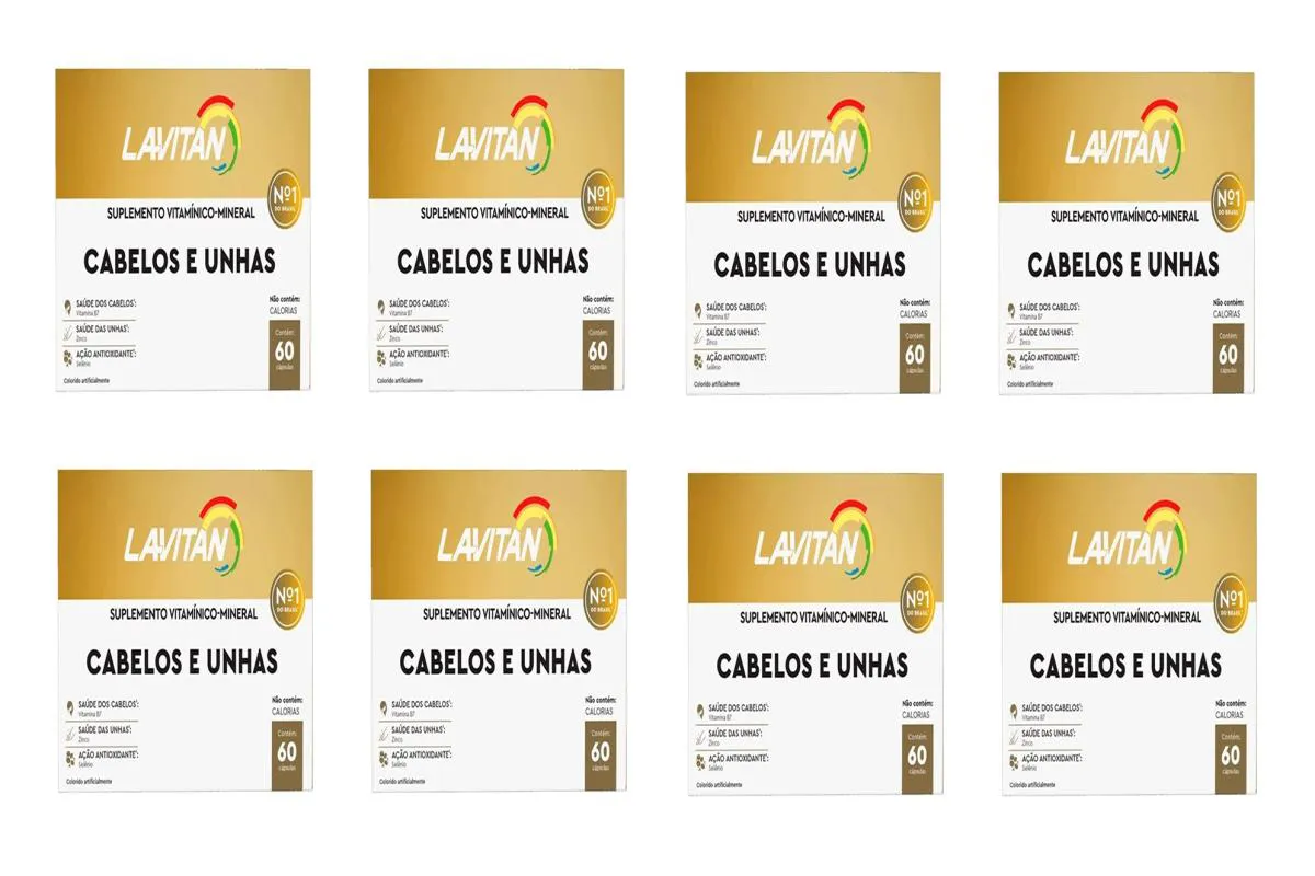 KIT 8 SUPLEMENTO LAVITAN CABELOS E UNHAS 60 CáPSULAS - CIMED
