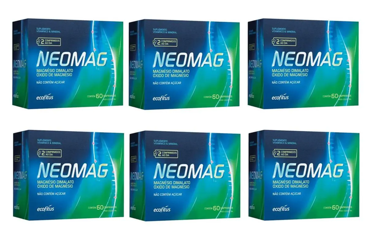 KIT 6 SUPLEMENTO ALIMENTAR NEOMAG 60 COMPRIMIDOS - ECOFITUS