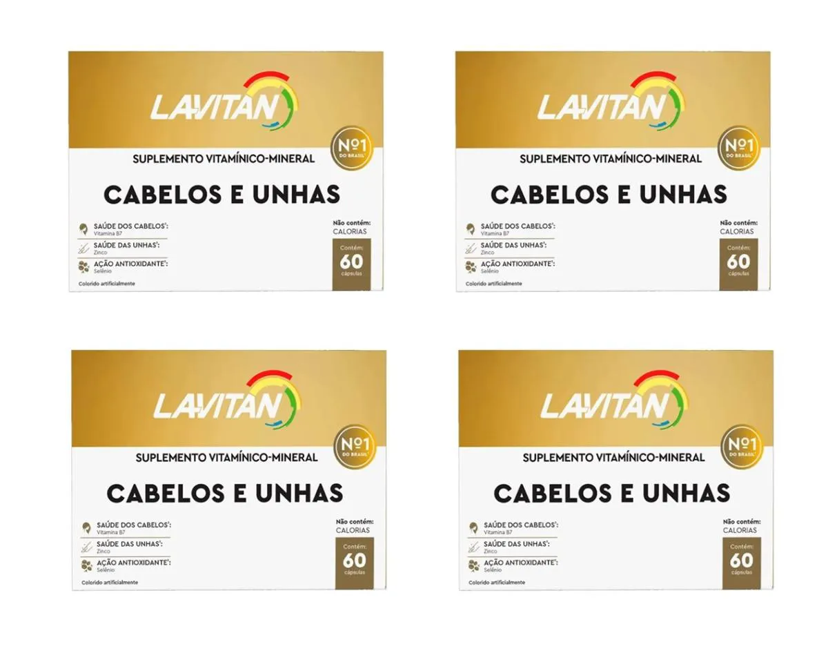 KIT 4 SUPLEMENTO LAVITAN CABELOS E UNHAS 60 CáPSULAS - CIMED