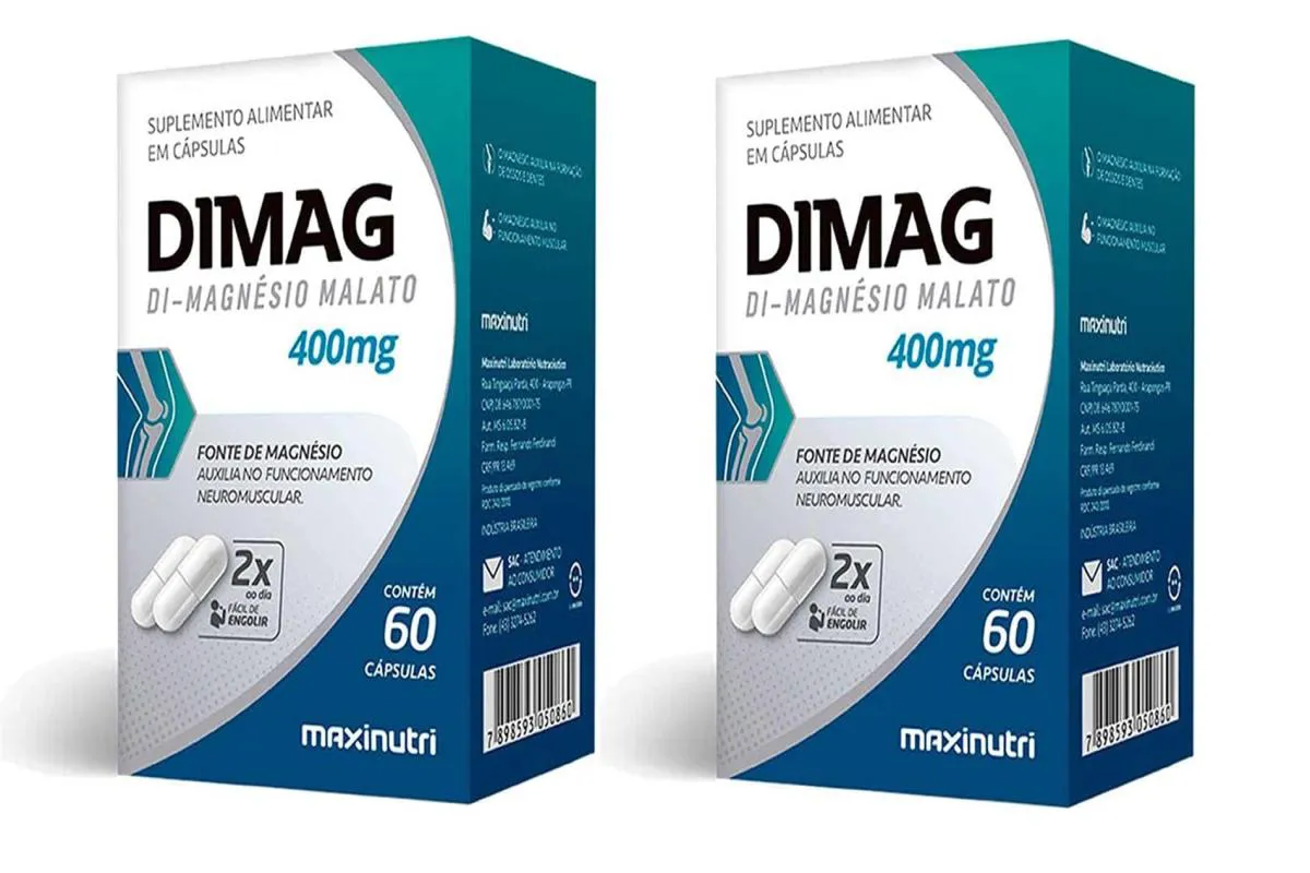 KIT 2 SUPLEMENTO DIAMAG 400MG 60 CáPSULAS - MAXINUTRI
