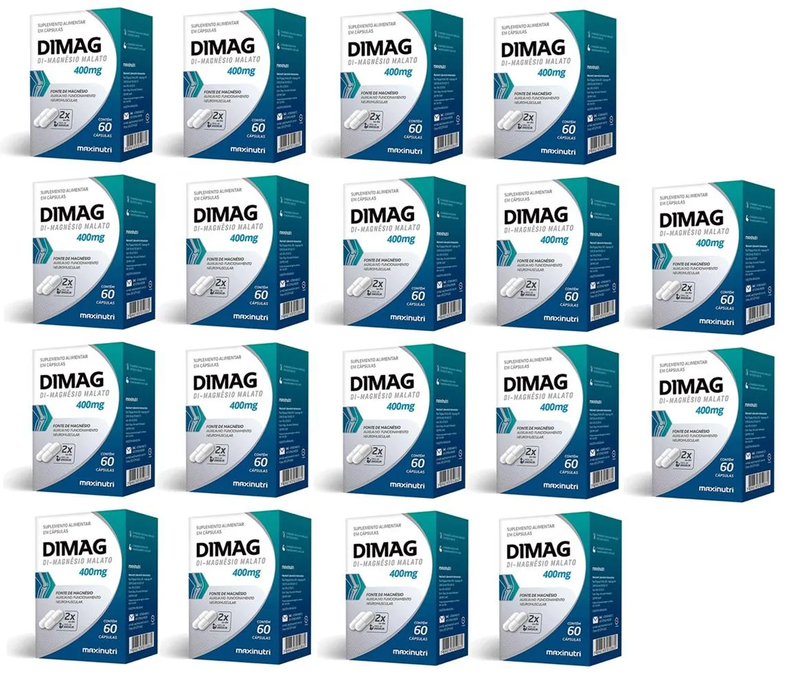 KIT 18 SUPLEMENTO DIAMAG 400MG 60 CáPSULAS - MAXINUTRI