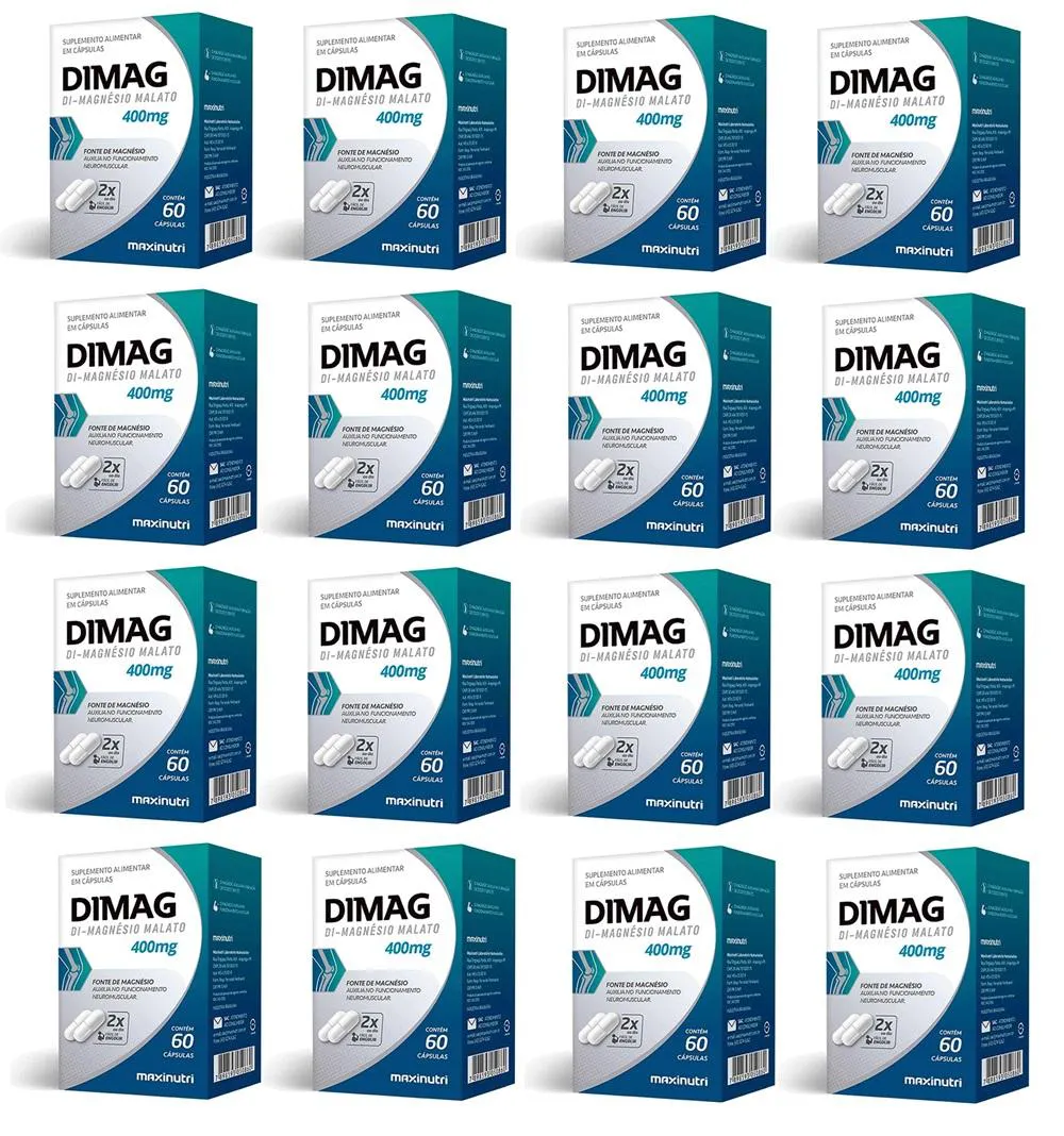 KIT 16 SUPLEMENTO DIAMAG 400MG 60 CáPSULAS - MAXINUTRI