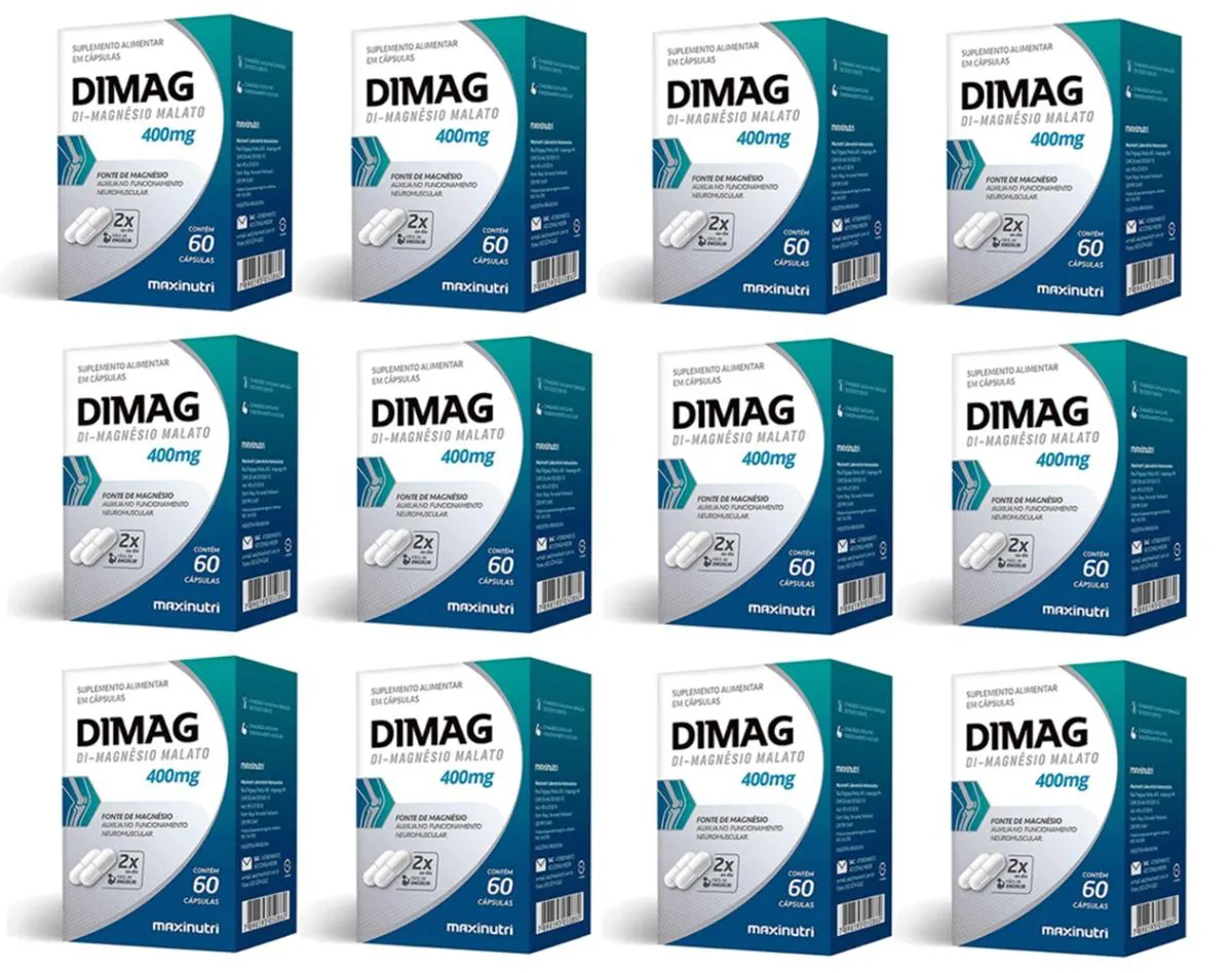 KIT 12 SUPLEMENTO DIAMAG 400MG 60 CáPSULAS - MAXINUTRI