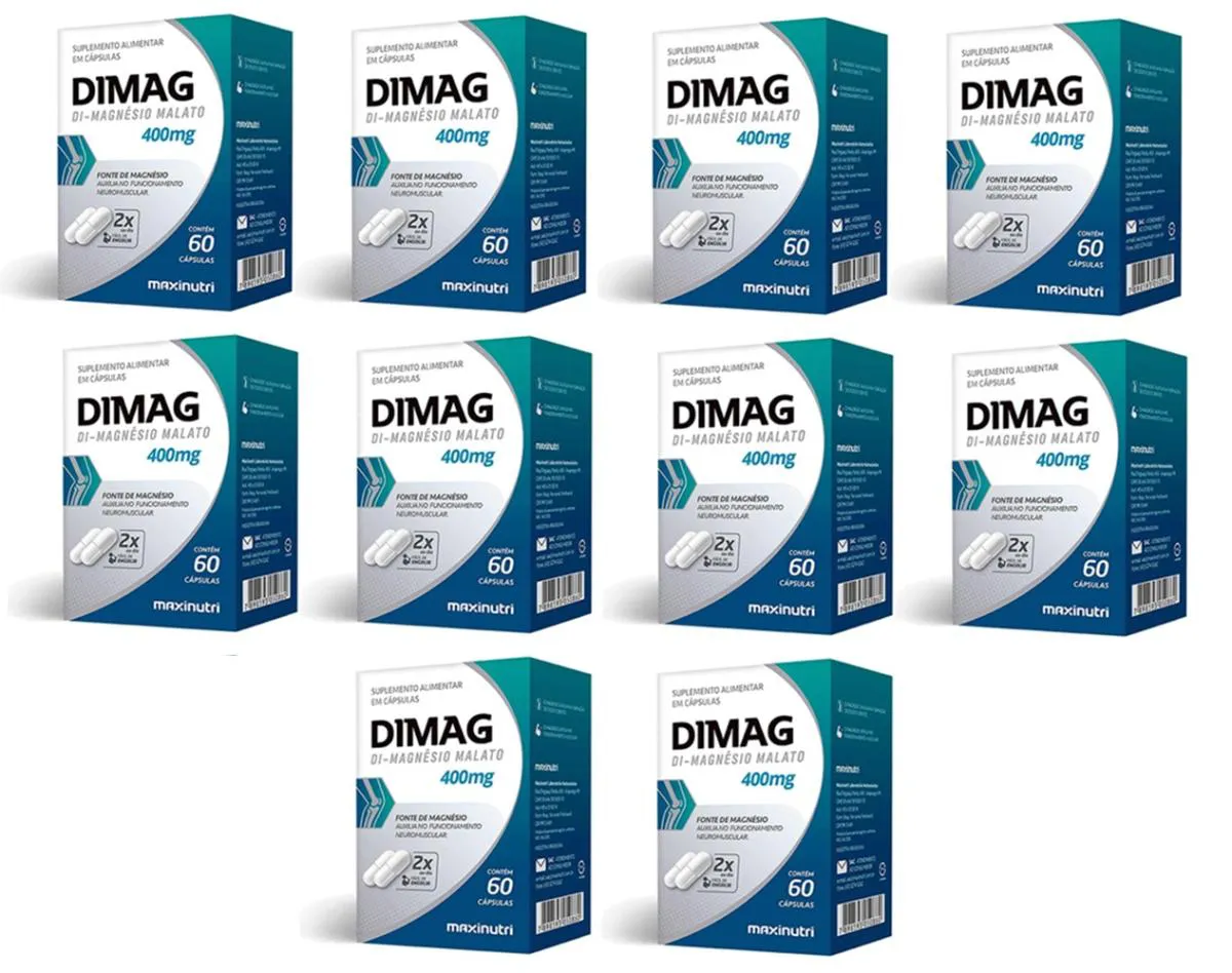 KIT 10 SUPLEMENTO DIAMAG 400MG 60 CáPSULAS - MAXINUTRI